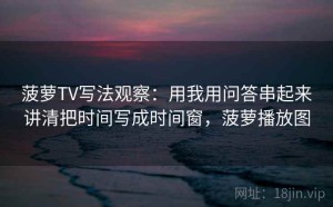 菠萝TV写法观察：用我用问答串起来讲清把时间写成时间窗，菠萝播放图